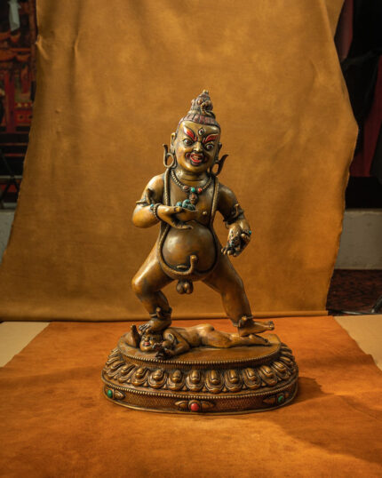 16th Century Black Jambhala Tibetan Antique Buddha Statue Purple Lima Copper Big Size Sholdopal Made