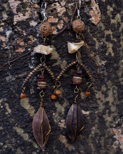 Good Fortune Bohemian Drop Earrings with Natural Elements