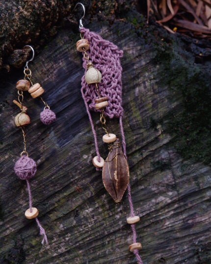 Divine Blessing Protection Earrings with Natural Wood & Silver