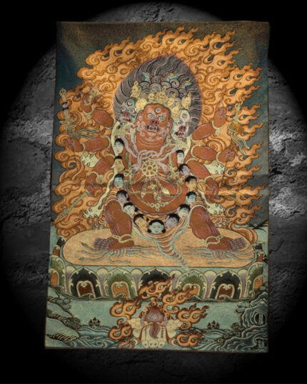 19th Century Six-armed Hayagriva Tibetan Antique Thangka Golden Thread Weaving From Tashi Lhunpo Monastery