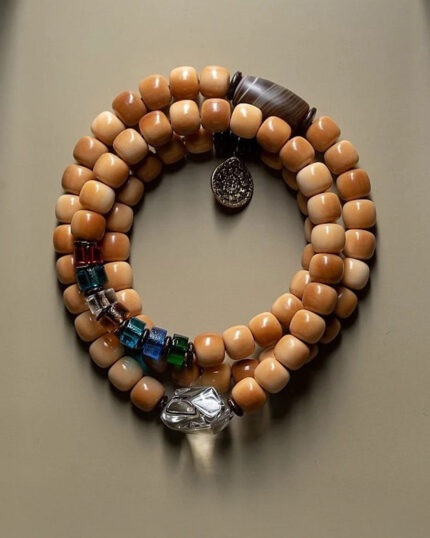 Bodhi Seed 108 Mala Necklace – Nine-Palace Bagua & Five-Color Crystal Design