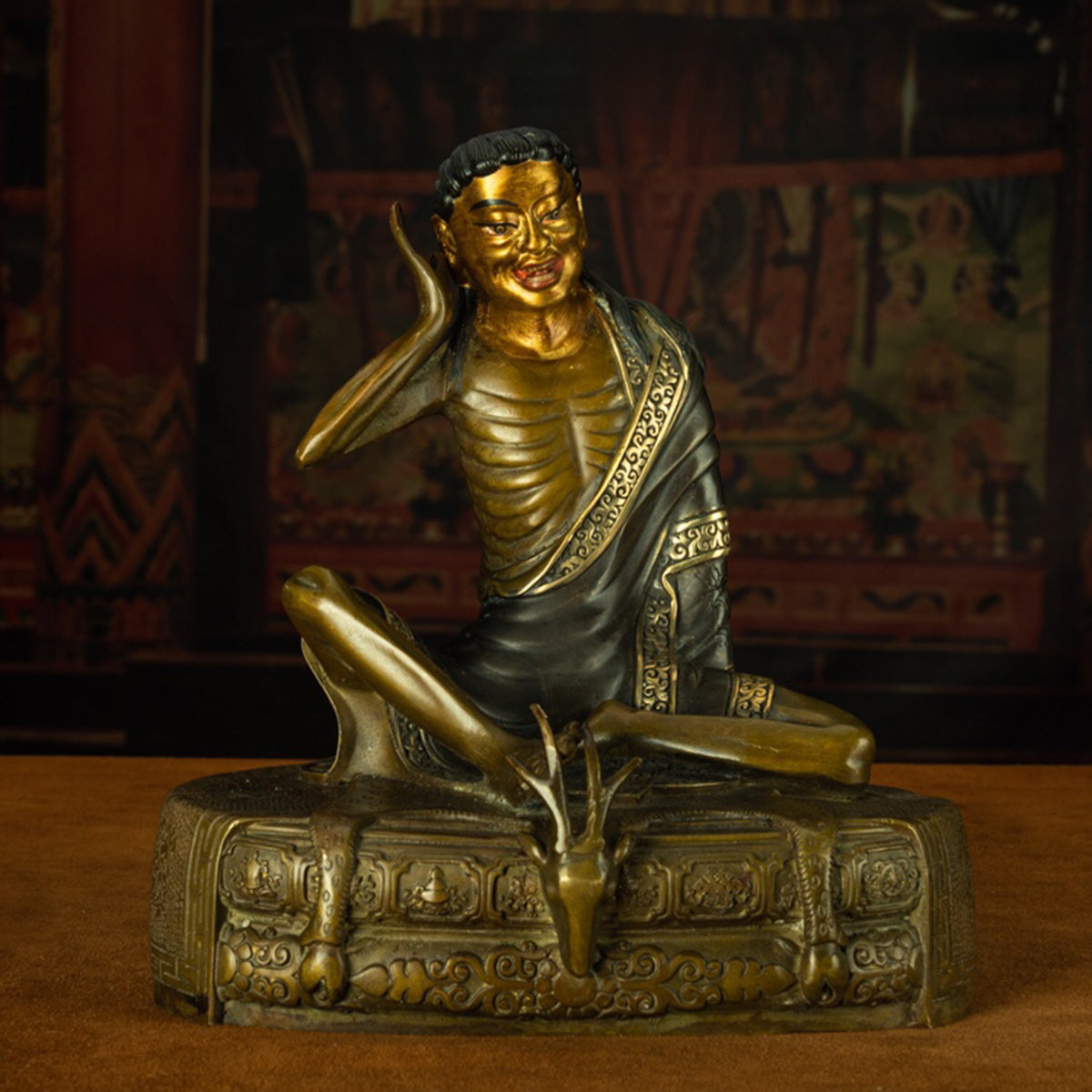 1_51b98259-0003-42aa-aa91-73b016b964bd.jpg Qing Dynasty Venerable Milarepa Tibetan antique Buddha statue illumination Ganzi Monastery - Image 1