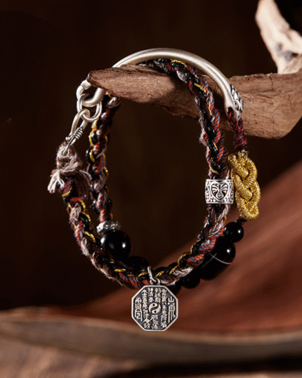 Silver Mountain Spirit Coin Bagua Fortune Beads Bracelet