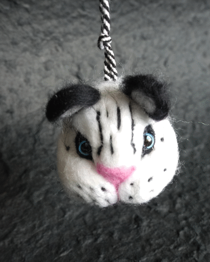 Snow Leopard wool felt bag pendant