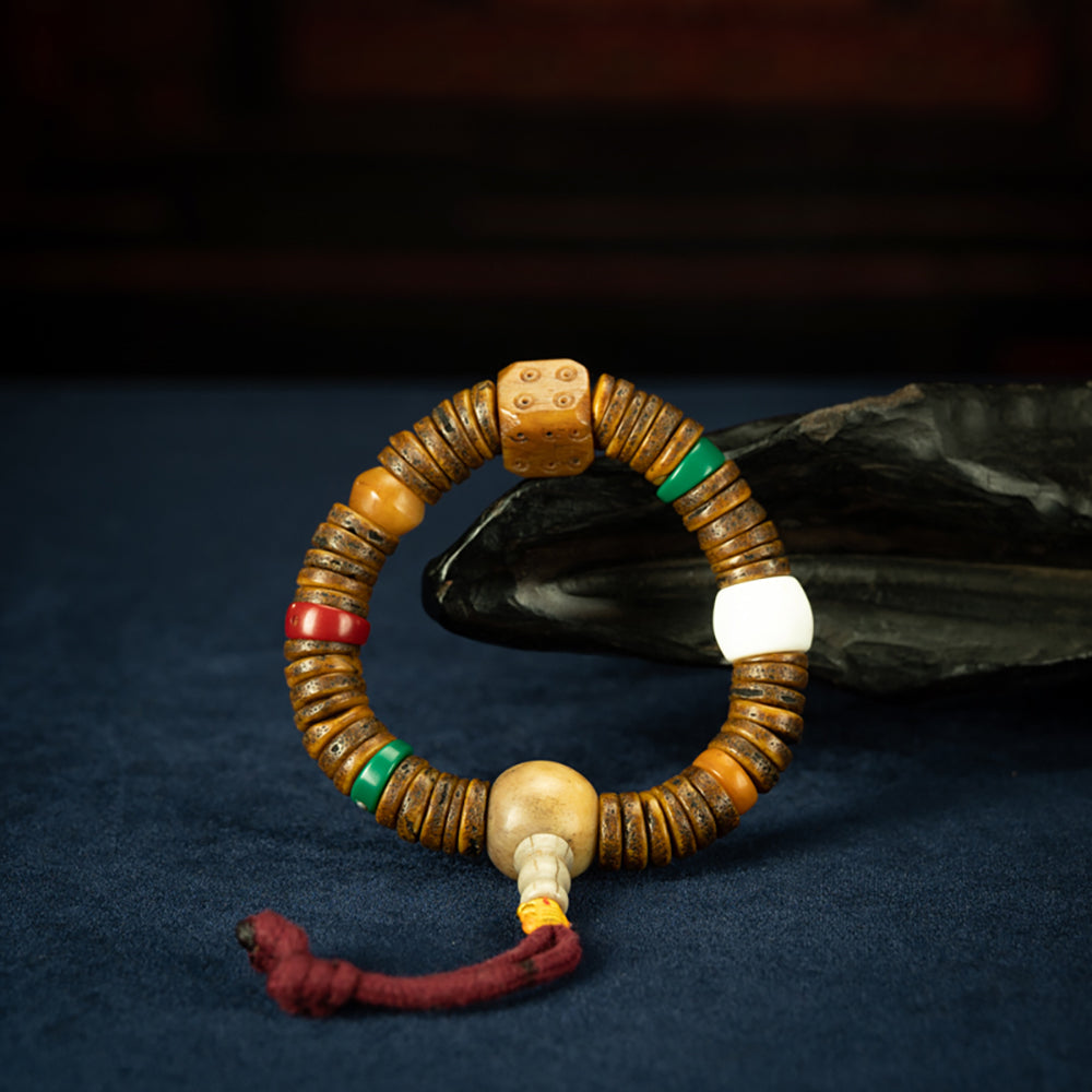 20250218120413.jpg Rare Qing Dynasty Tibetan No-Marrow Old Gabala Bracelet with Perfect Blessings - Image 1