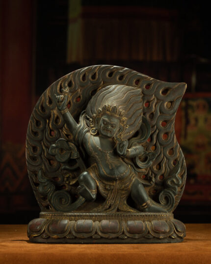Guardian of the Inner Flame ?C 16th Century Himalayan Black Stone Vajrapani Statue