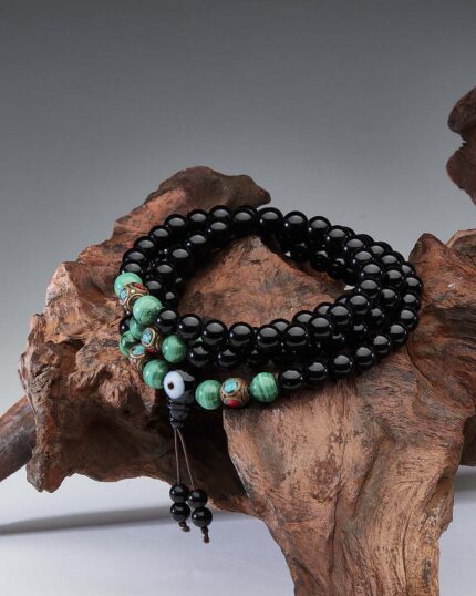 Protection Energy Obsidian and Turquoise Mala 108 Mala Beads