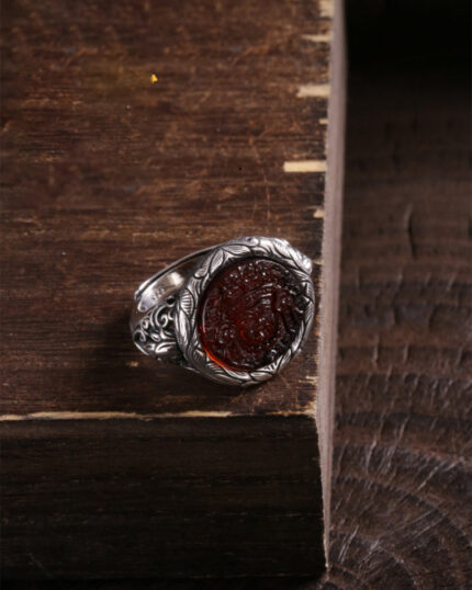 Blood Amber Wealth Ring for prosperity and abundance