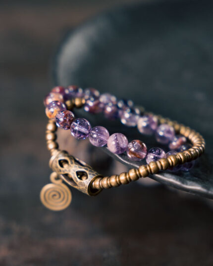 Sacred Balance Amethyst Ghost Bracelet with Brass