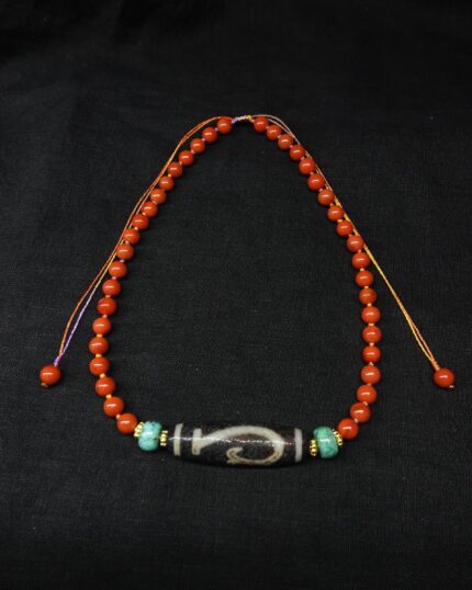 【Unique Item】 Green Turquoise South Red Agate Weathered Heavenly Bead Necklace