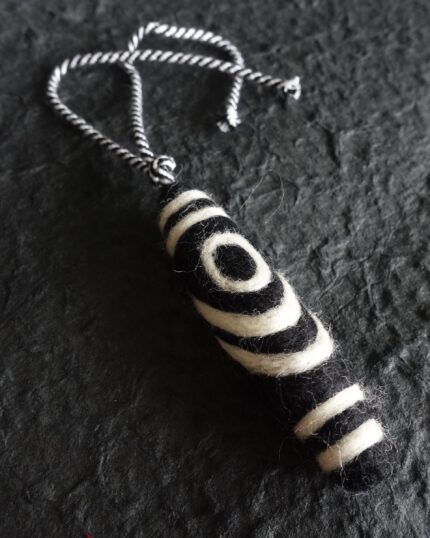 Dzi Bead wool felt bag pendant