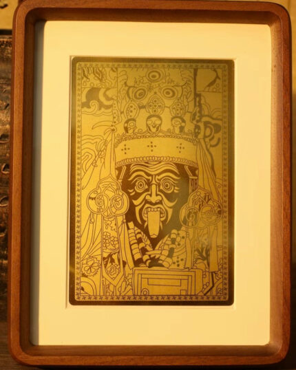 Solid Gold Crafted Art Frame: Zakirmala's Sacred Blessing Gift - Guardian Tabletop Ornament