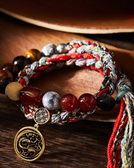 Prosperity Dragon Agate and Tiger Eye Bracelet