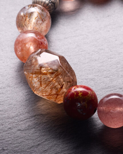 Eternal Wealth & Protection Crystal Bracelet – Black Gold Super Seven & Strawberry Quartz