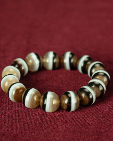 108 Dzi Beads Bracelet - Black and White Tricolor