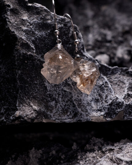 Raw White Crystal Drop Earrings in Sterling Silver