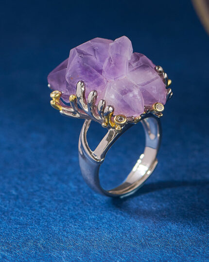Amethyst Crown Spirit Ring Sterling Silver