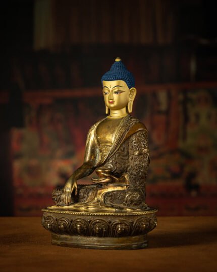 Antique Bronze Shakyamuni Buddha Statue - Timeless Serenity