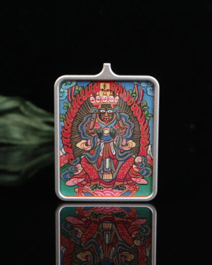 Hand-Painted Thangka Pendant of Zakirum with Titanium Steel Case